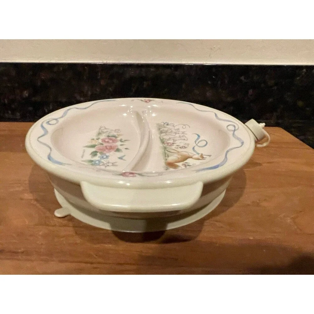 Vintage Pfaltzgraff TEA ROSE Baby Warming Divided Dish